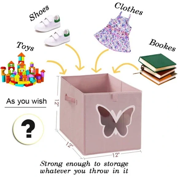 Set 4 Cube Storage Bins Organizer Container,12x12 Foldable Plastic Storage